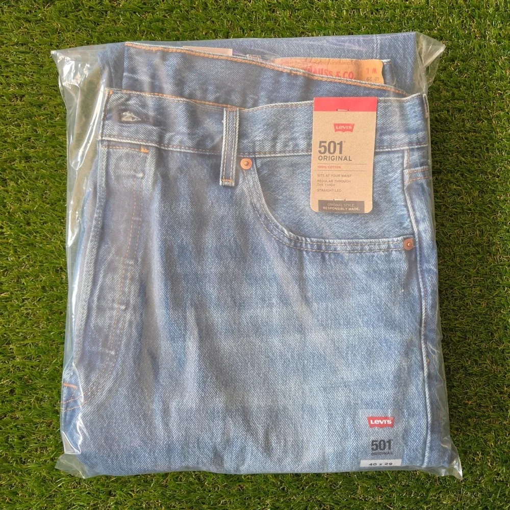 Levi's 501 Original 40x29 Men's Straight Leg Button Fly Jeans On My Radio Blue